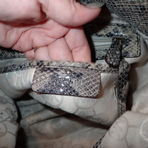 Michael Kors Ombré Hamilton Leather Snakeskin Embossed Satchel Shoulder Bag - Picture 13 of 15